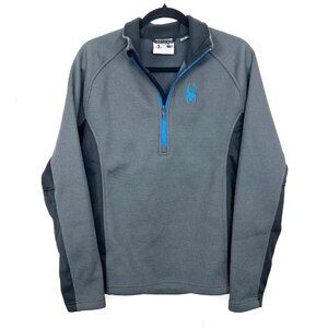 Spyder Quarter Zip Pullover Sweatshirt Fleece Lined Grey Black Men's Small